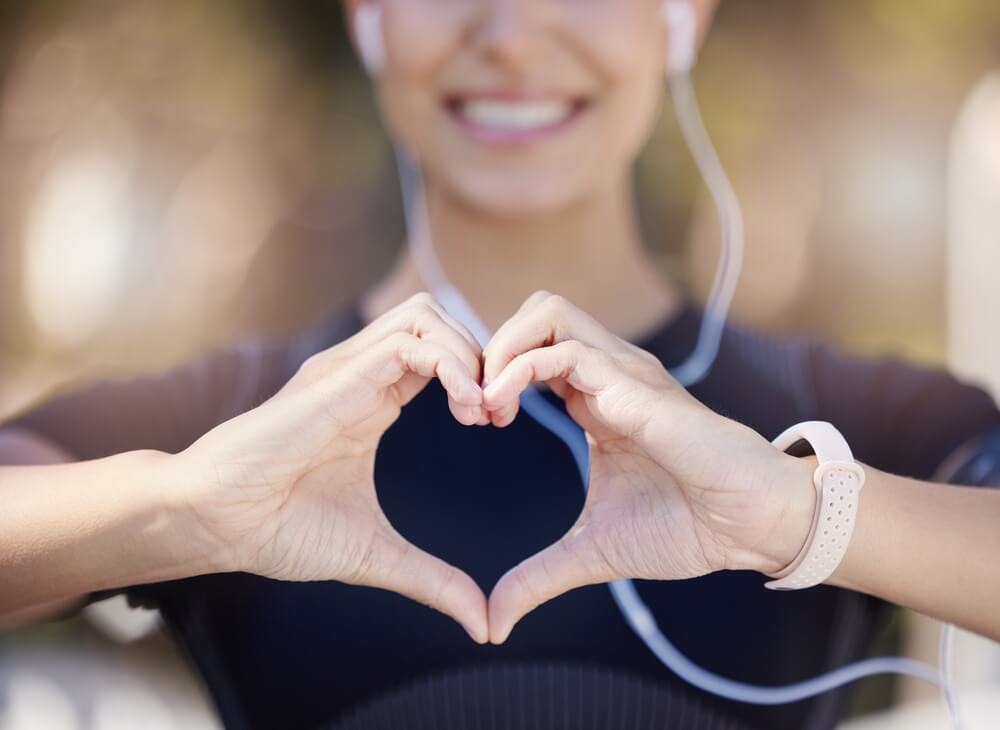 Healthy,,Heart,Hands,Or,Happy,Girl,Runner,In,Park,For